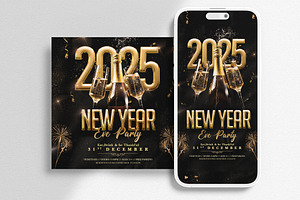 2025 New Years Eve Instagram Banners, a Social Media Template by Ronita Shkodra