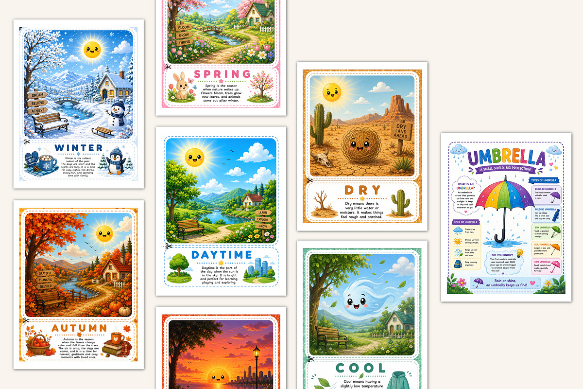 Weather Flashcards, a Stationery Template by Designmela01 (Photo 4 of 5)