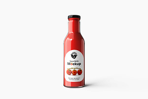 Glass Sauce Bottle PSD Mockup