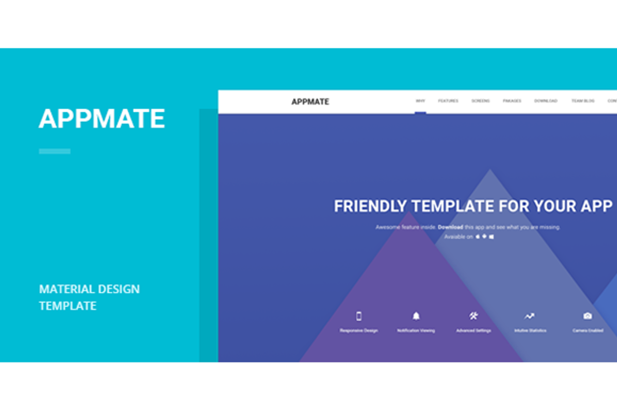Material Design App Landing Template, a Bootstrap Template by Codetic (Photo 1 of 13)