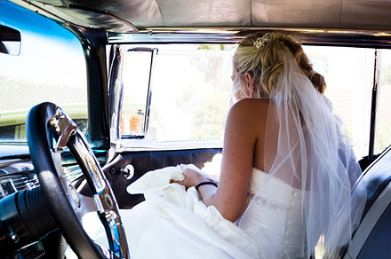 Bride in Vintage Car
