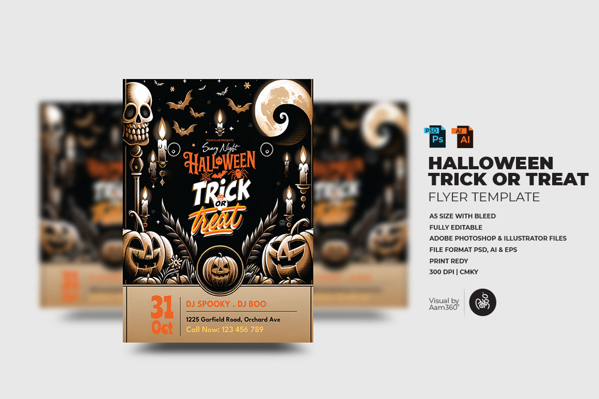 Halloween Trick or Treat Flyer, a Flyer Template by Aam360 (Photo 1 of 3)