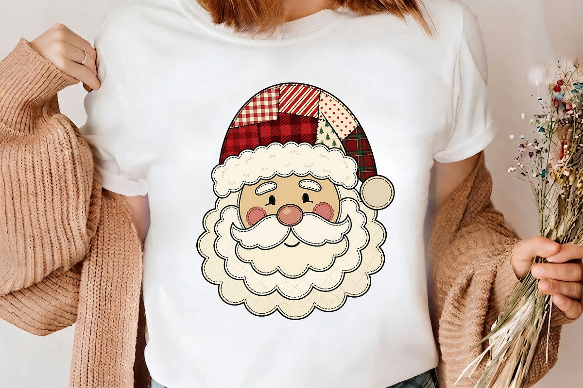 Patchwork Santa Claus Face PNG Art, a Seasonal Illustration by CrexoraLab (Photo 4 of 4)