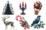 Goth Christmas Clipart, an Illustration by Pixels.Craft (Thumbnail 3 of 7)