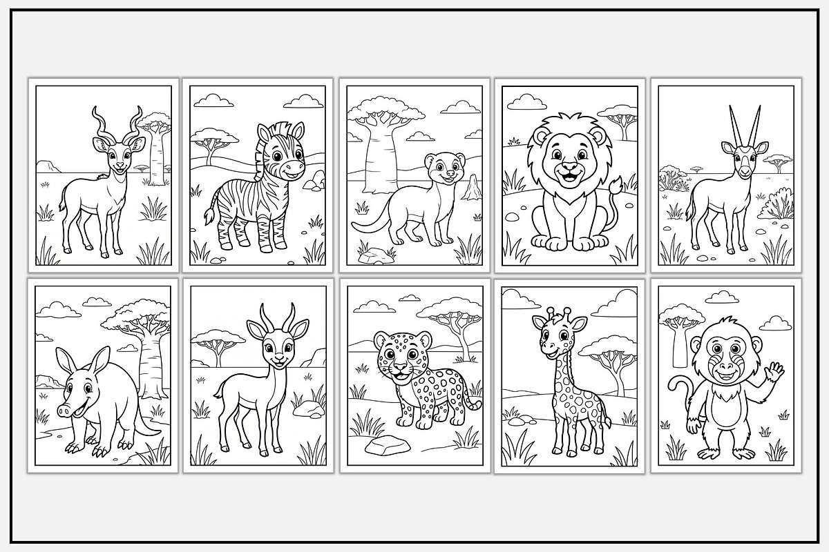 Savanna Animals Coloring Pages, an Animal Illustration by Lamia Emad (Photo 2 of 5)