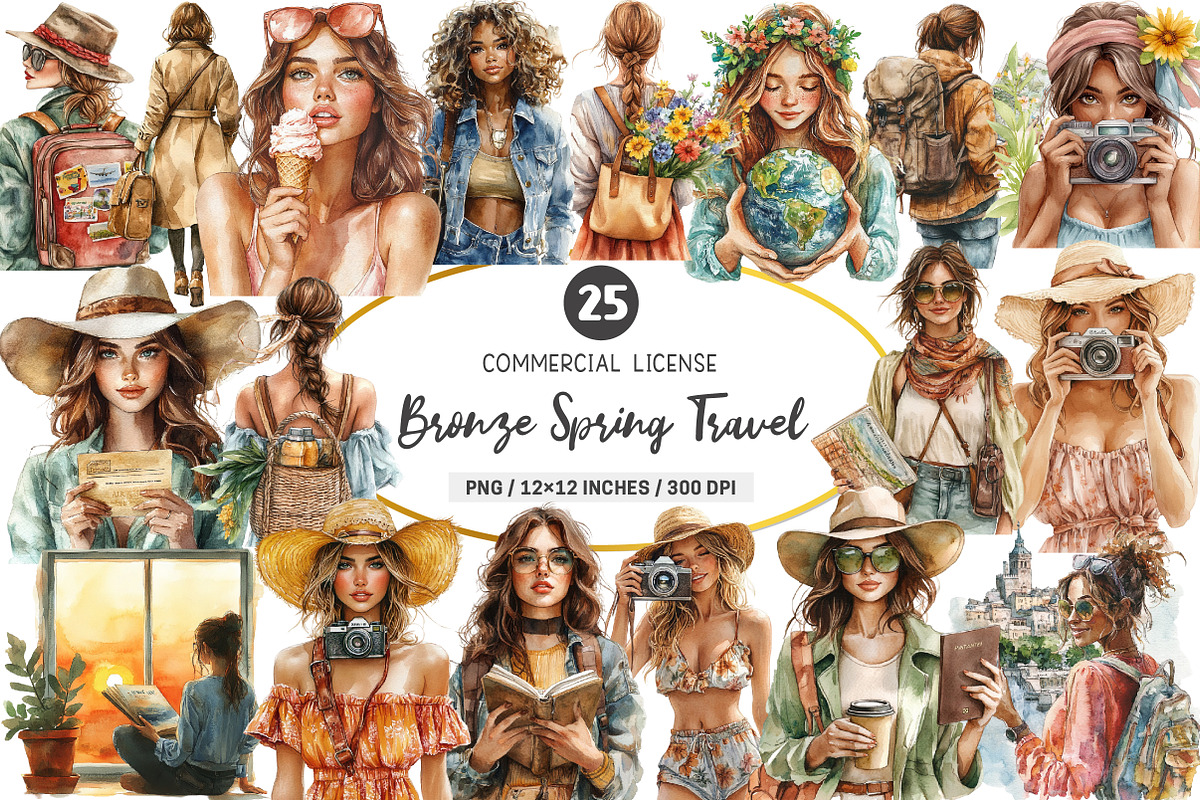 Bronze Spring Travel Clipart, an Illustration by SinaCreation (Photo 1 of 5)