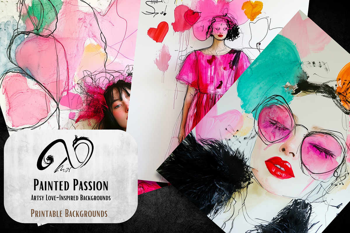 Painted Passion: Artsy Love Paper, a Background Graphic by NiiiNArt (Photo 8 of 8)