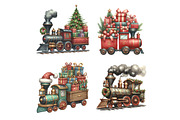 Christmas Vintage Train Clipart, an Illustration by Designworld (Thumbnail 5 of 6)