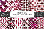 Red Foil Valentine Heart Patterns, a Pattern Graphic by Skritch Studio (Thumbnail 1 of 6)