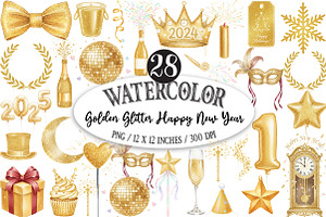 Golden Glitter Happy New Year, an Illustration by Designking