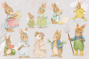 Vintage Summer Bunny Clipart Set, an Illustration by AlenaVlasko stock Market (Thumbnail 5 of 5)
