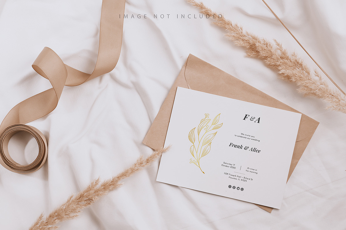 Dry flowers card mockup, a Card Template by YuMyart (Photo 3 of 7)