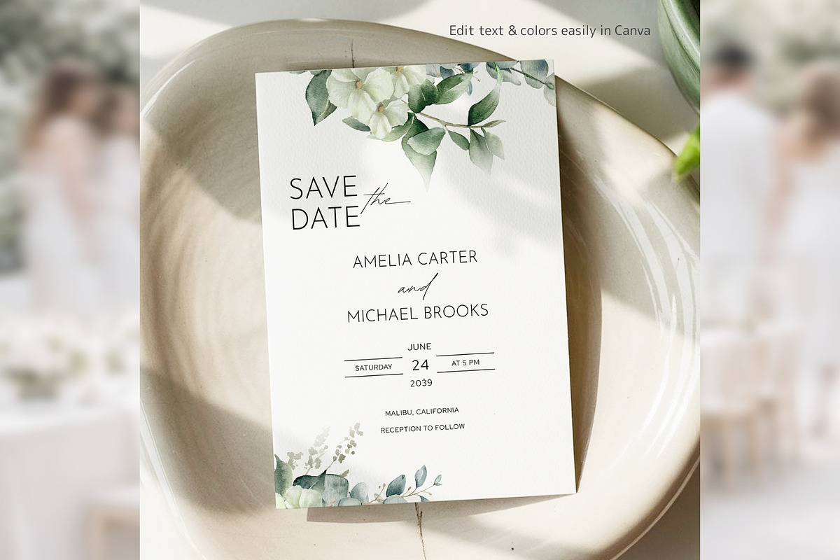 Eucalyptus Save the Date bd014, an Invitation Template by TyphoonStudio (Photo 5 of 9)