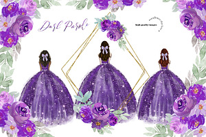 Dark Purple Princess Dress Clipart