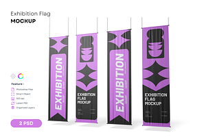 Vertical Exhibition Flag Mockup