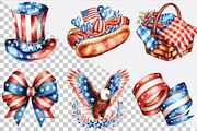 Watercolor 4th of July Clipart Bundl, an Illustration by SVGArt (Thumbnail 2 of 9)