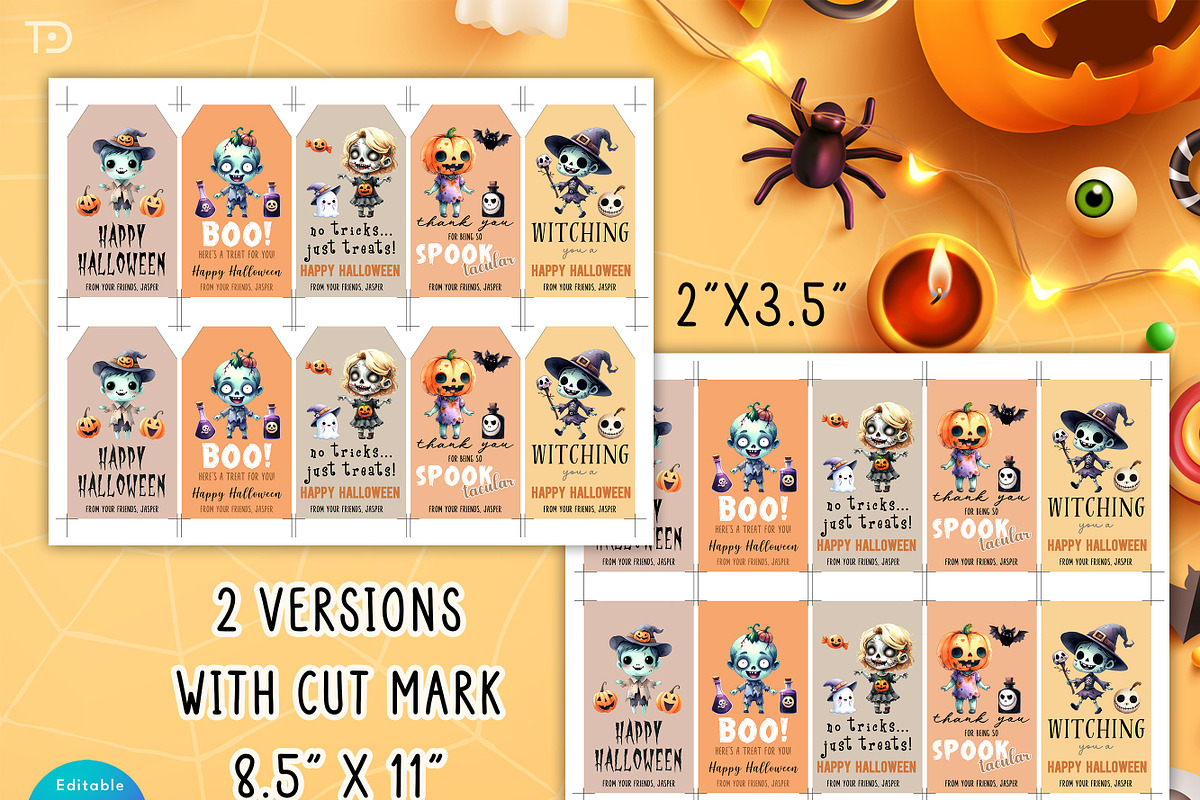 5 Bundle Halloween Favor Gift Tags, a Card Template by Tanondesign (Photo 2 of 3)