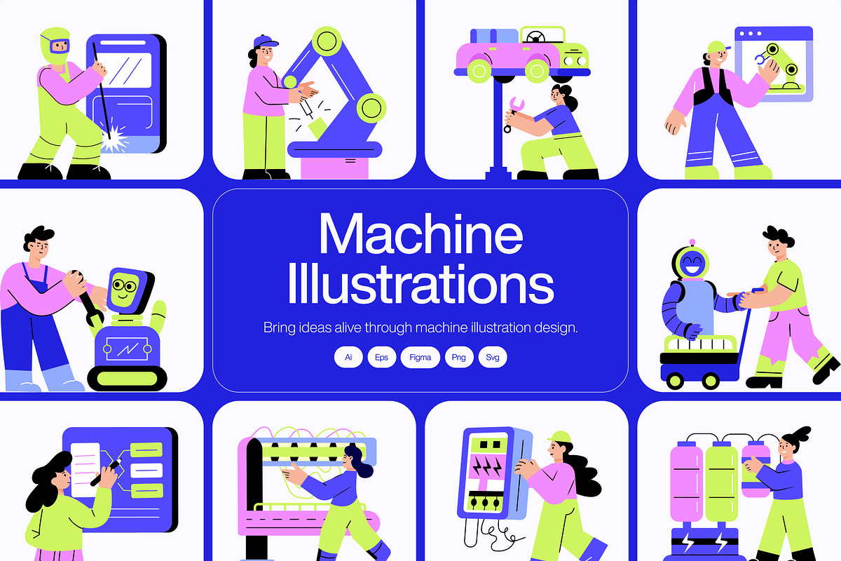 Machine Illustration Art Set, a Technology Illustration by Brickclay (Photo 1 of 9)