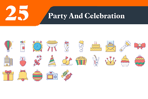 Party and Celebration Flat Icons, an Outline Icon by EllaMaiyaali