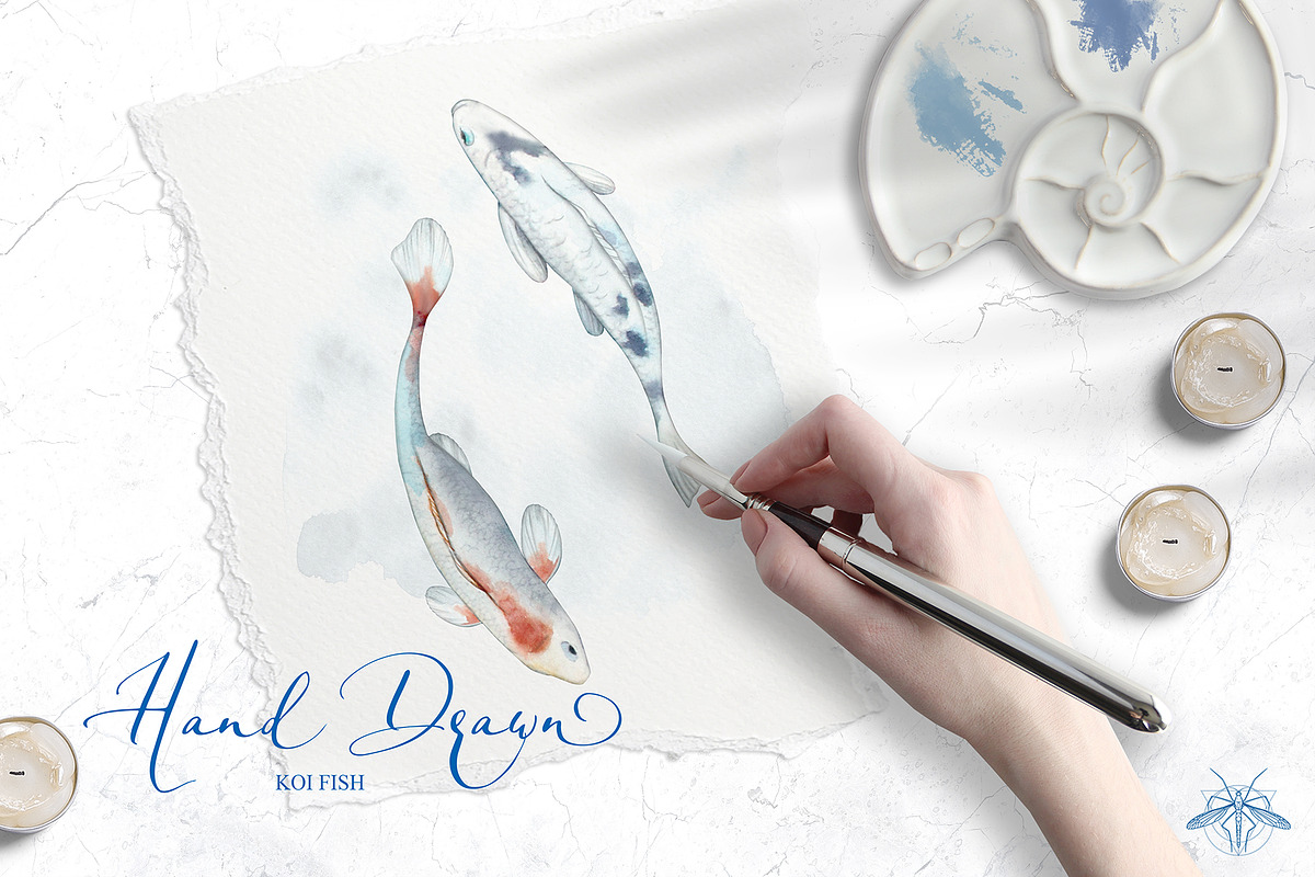 Lily Pond | Watercolor Koi Fish set, a Pattern Graphic by Tanya Vollar (Photo 5 of 10)