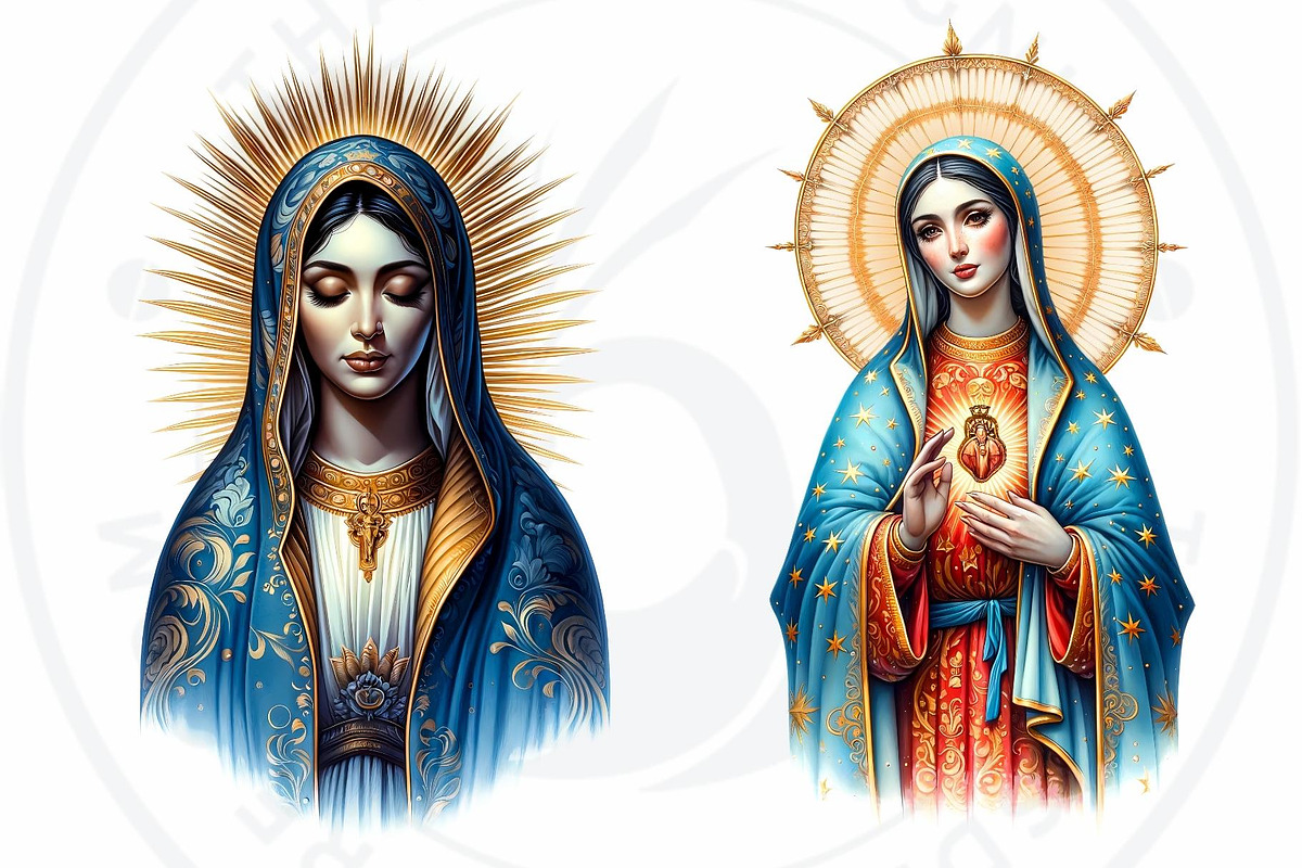 Watercolor Lady of Guadalupe Clipart, a Person Illustration by ThatsDesignArt (Photo 9 of 10)
