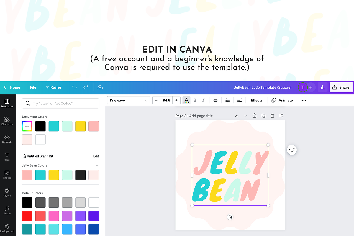 JellyBean: Cute Logo Template Canva, a Branding & Logo Template by ltsdesigns (Photo 3 of 3)