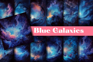 BLUE GALAXIES space backgrounds, a Background Graphic by Mermaids Cove
