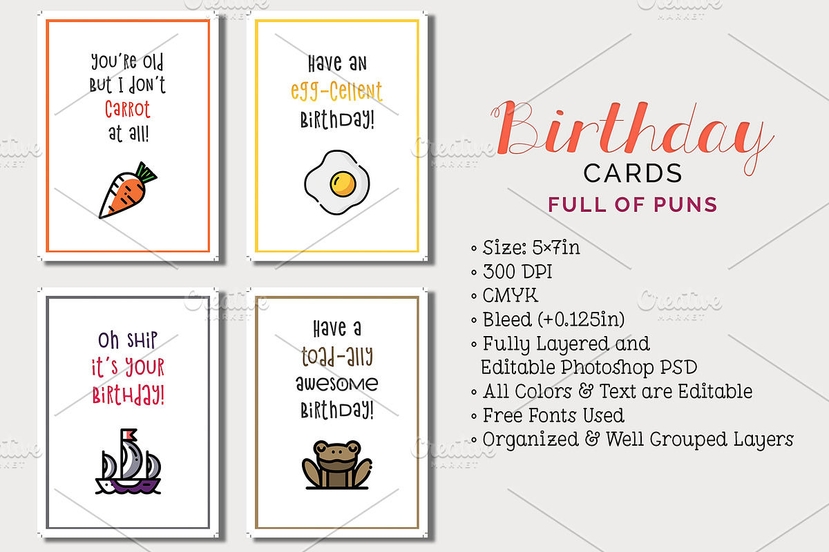 8 Birthday Cards, a Card Template by Cyrah's Collection (Photo 1 of 3)