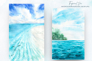 Watercolor Tropical Seascapes