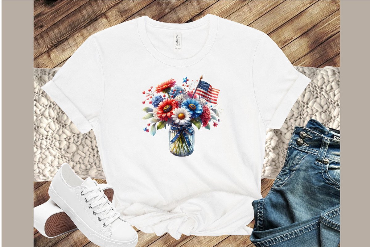 Vintage Patriotic Flowers in Jar PNG, an Illustration by Sublimation Artist (Photo 4 of 6)