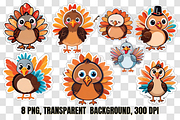 Thanksgiving Turkey Sticker Clipart, an Animal Illustration by Stickera Hub (Thumbnail 2 of 8)