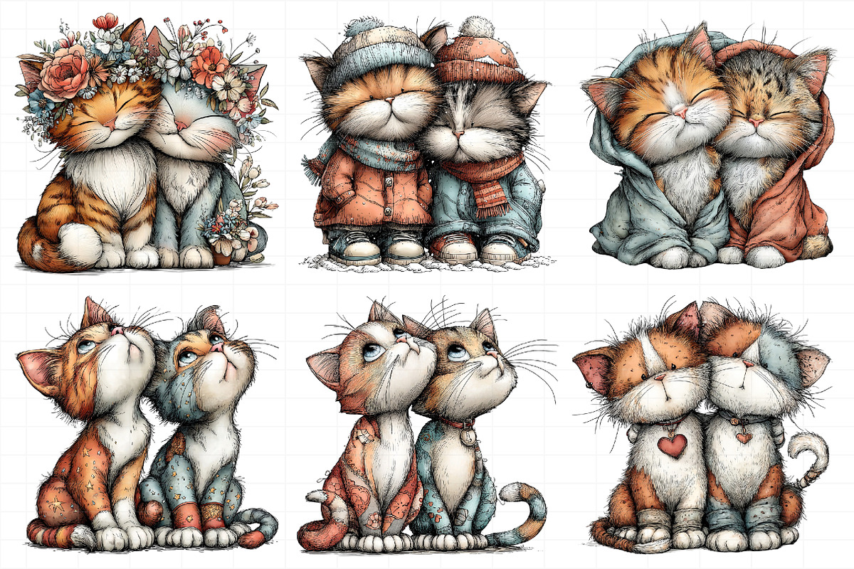 Couple Cat Clipart, an Illustration by Daily.Designs (Photo 3 of 5)