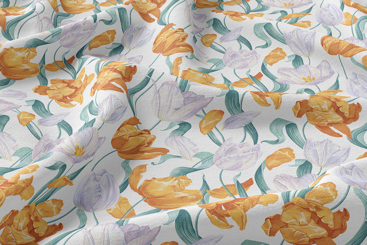 Light Yellow-White Tulips Pattern, a Pattern Graphic by MarynaPetrovska (Photo 3 of 10)