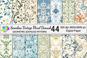 Seamless Vintage Floral Damask, a Pattern Graphic by Canvas Craft (Thumbnail 1 of 9)
