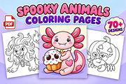 Spooky Animals Coloring Pages, an Animal Illustration by Inkivelle Studio (Thumbnail 1 of 3)