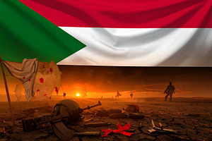 Sudan civil war battlefield scene, a Background Photo by DanFLCreativo