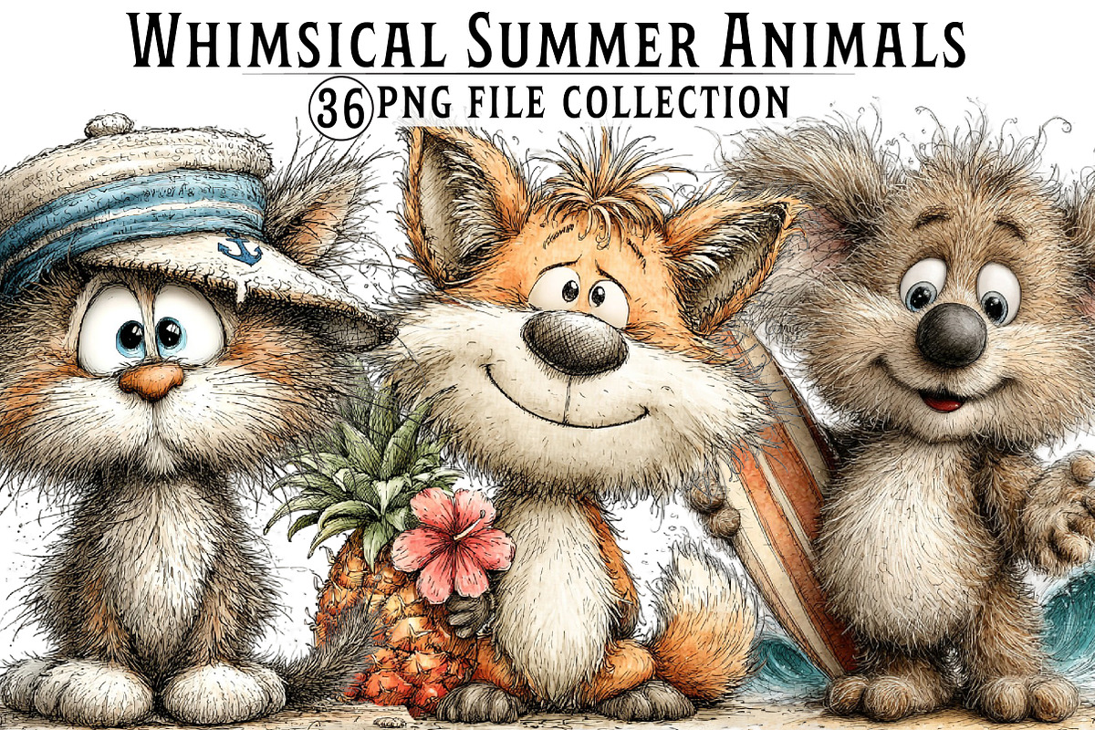 Whimsical Summer Animals Clipart, an Illustration by Dream Creation (Photo 1 of 8)