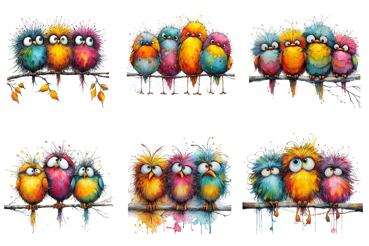 Quirky Birds on a Branch, an Illustration by CreationArt (Photo 4 of 5)