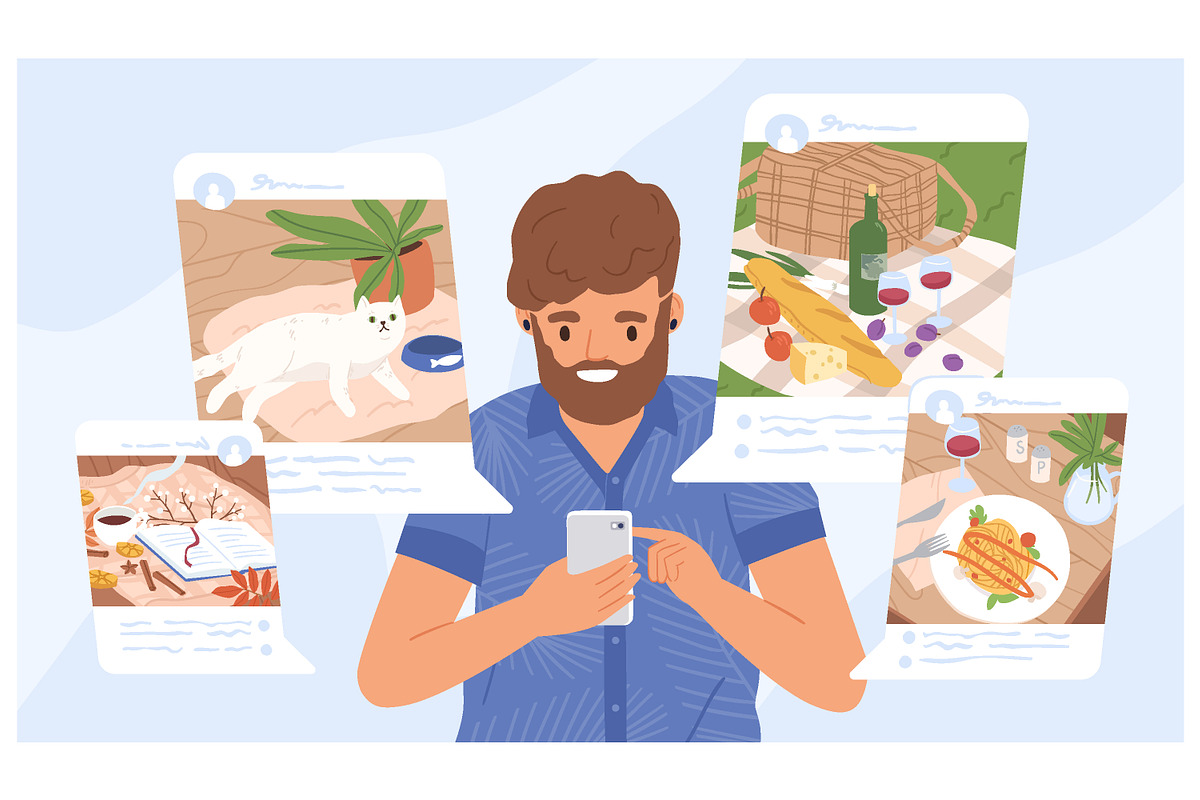 Sharing moments at social networks, a Person Illustration by Good Studio (Photo 1 of 3)