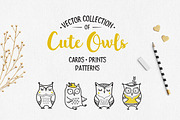 Cute Owls Clipart, a Decorative Illustration by Teneresa (Thumbnail 1 of 7)