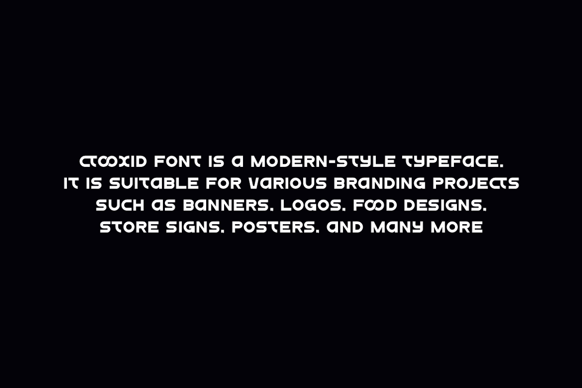 Ctooxid - Creative Logo Font, a Sans Serif Font by QR Design Studio (Photo 5 of 8)