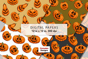 Scary Pumpkins Seamless Patterns, a Pattern Graphic by Serghei Caraulan (Thumbnail 5 of 8)