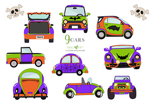 Cute Halloween Party Car Clipart