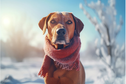 Portrait of winter cloth dog with, an Animal Photo by Ylivdesign