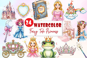 Fairy Tale Princess Clipart, an Illustration by Watercolor design