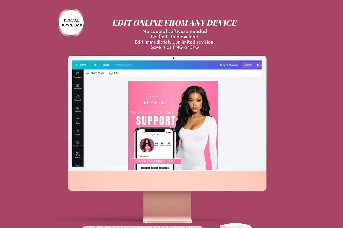 Luxury soft Pink hair stylist flyer, a Social Media Template by Foedesigner (Photo 6 of 8)