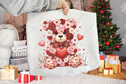 Pink Floral Valentine Teddy Bear PNG, an Illustration by CraftArtStudio (Thumbnail 3 of 4)