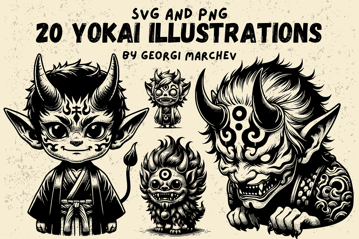 Yokai Japanese Spirit Bundle SVG PNG, a Person Illustration by Ray Crimson