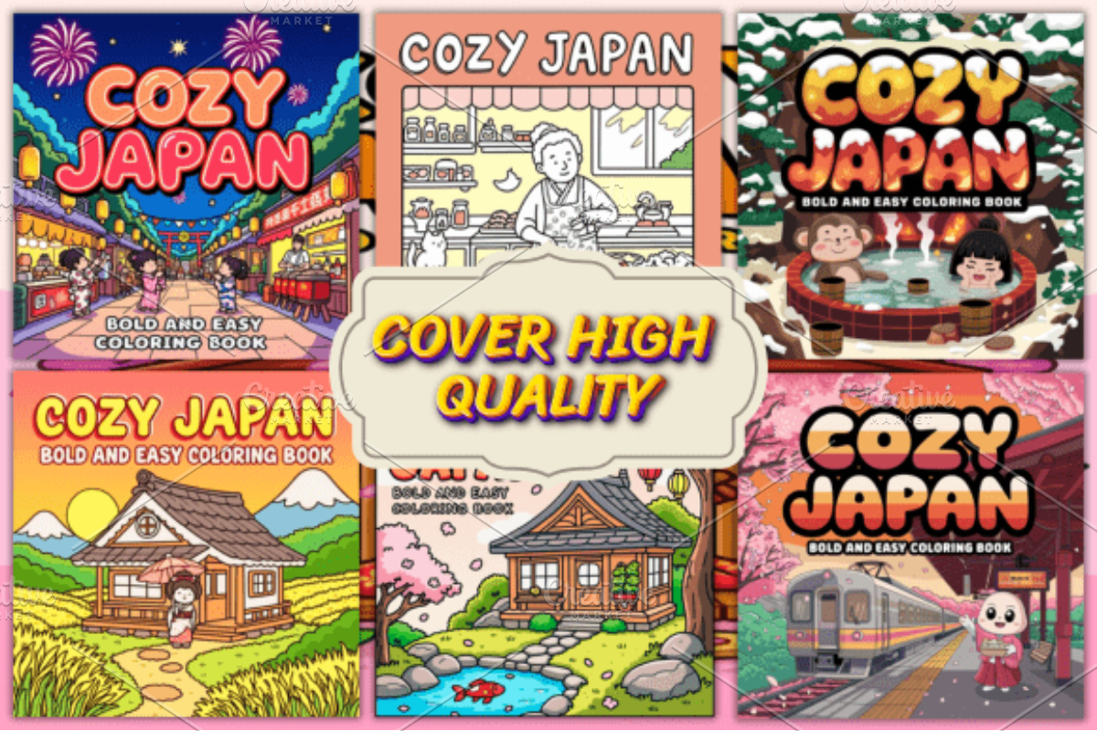 Bold Easy Cozy Japan Coloring Pages, a Decorative Illustration by Ink Gallery (Photo 4 of 4)