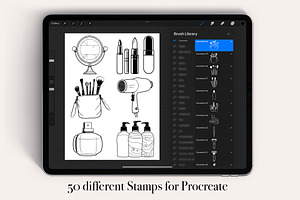 50 Cosmetic Procreate Stamps Brushes